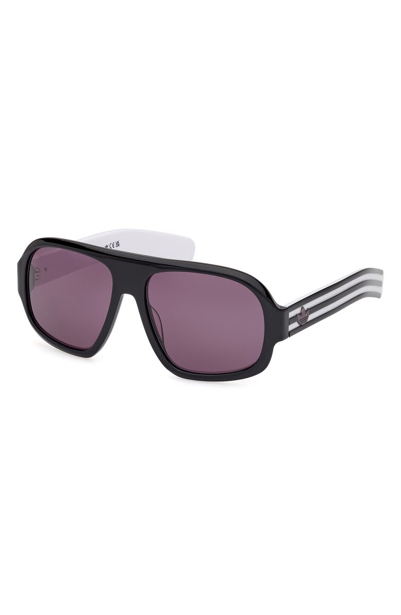 adidas 59mm Pilot Sunglasses, Alternate, color, Shiny Black / Smoke