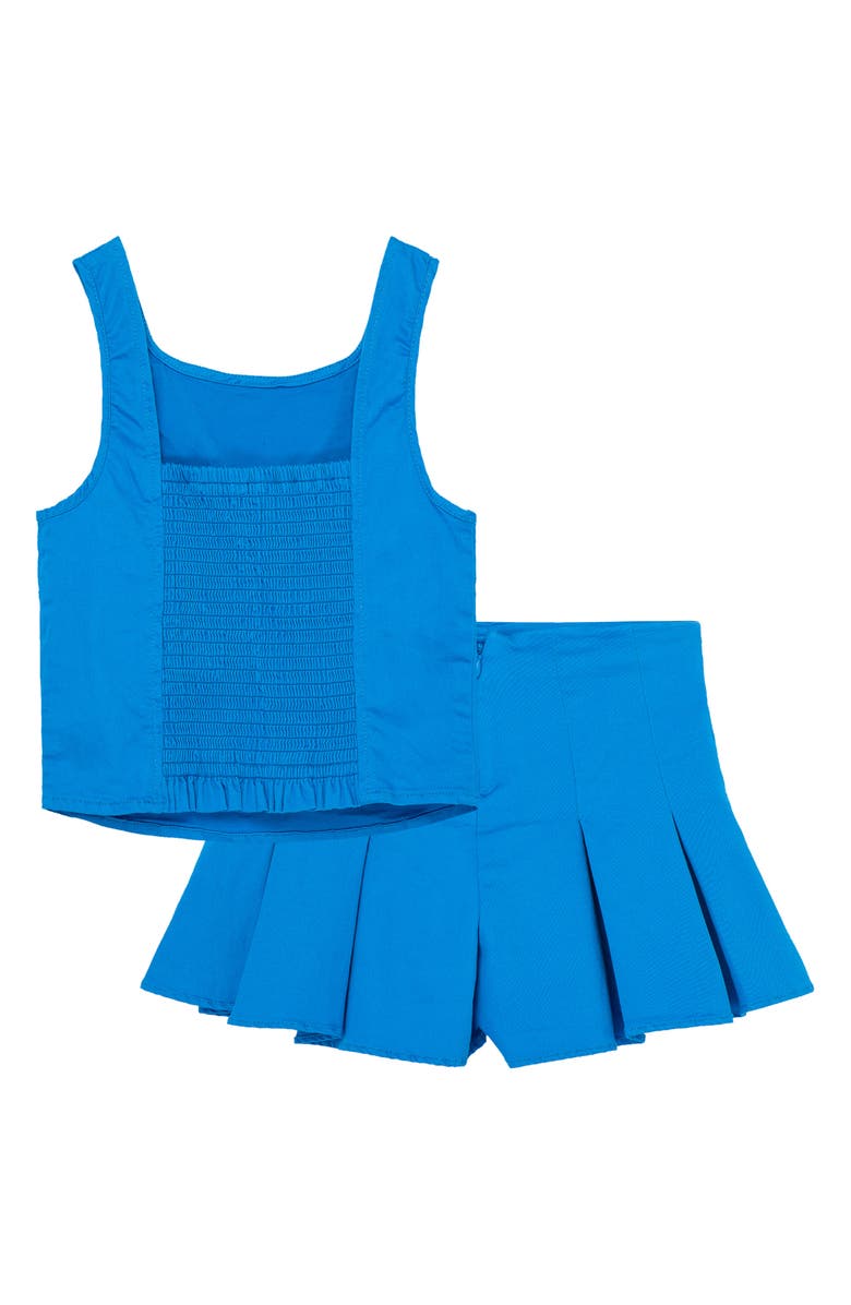 Habitual Girl Kids' Tie Front Smocked Stretch Cotton Shorts Set, Alternate, color, 