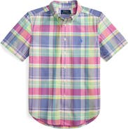 Polo Ralph Lauren Kids' Classic Plaid Short Sleeve Cotton Button-Down Shirt