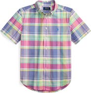 Polo Ralph Lauren Kids' Classic Plaid Short Sleeve Cotton Button-Down Shirt