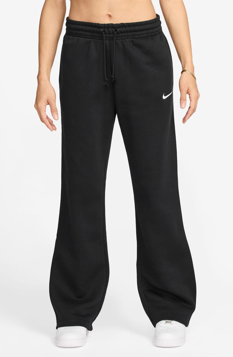 Nike Sportswear Phoenix Straight Leg Fleece Sweatpants, Main, color, 010 Black/Sail