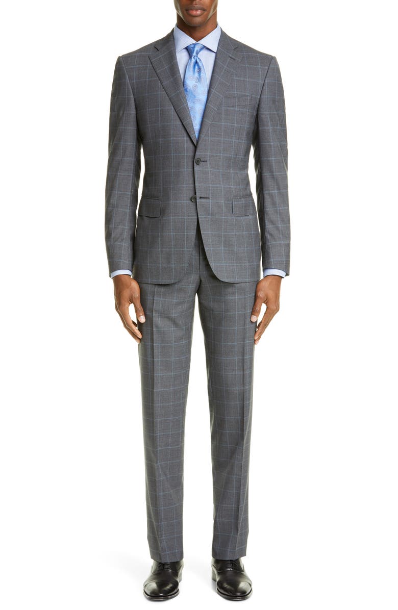 Canali Sienna Soft Plaid Classic Fit Wool Suit, Main, color, 