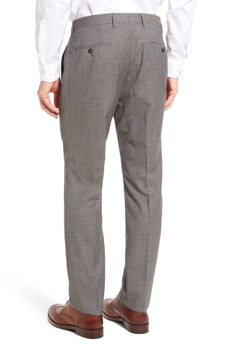 BOSS Genesis Flat Front Check Wool Trousers, Alternate, color, 