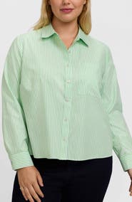 Foxcroft Jodie Stripe Cotton Button-Up Blouse