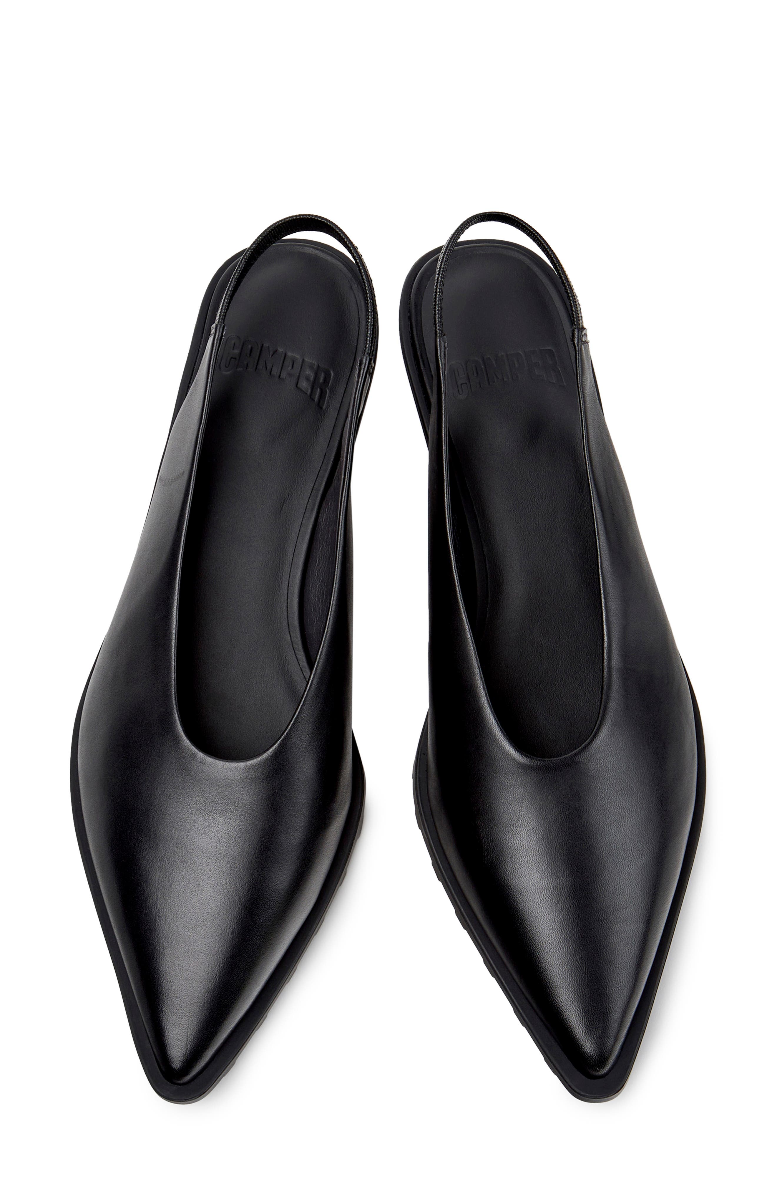 Anita Slingback Pointed Toe Flat, Alternate, color, BLACK