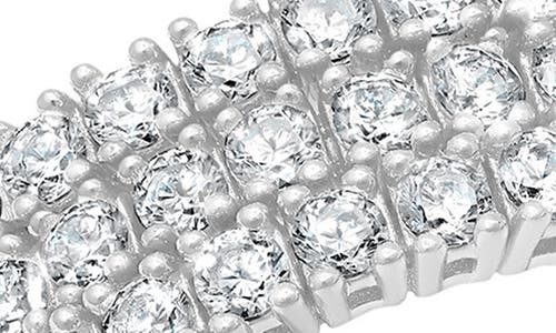 Crislu Three Row Cubic Zirconia Band Ring In Metallic