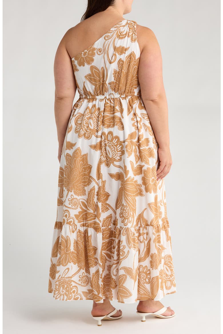 Elya Floral One-Shoulder Cotton Maxi Dress, Alternate, color, WHITE/ BISCUIT
