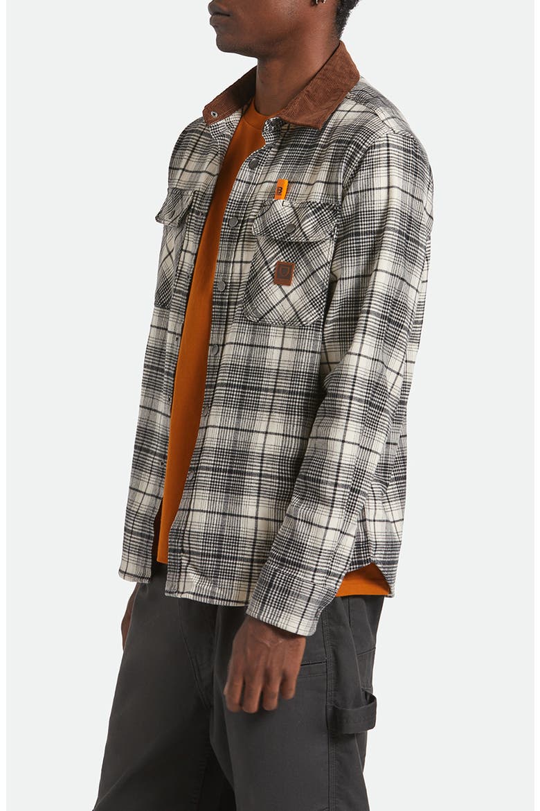 Builder's Bowery Standard Fit Plaid Flannel Water Repellent Snap-Up Shirt, Alternate, color, OFF WHITE/ BLACK