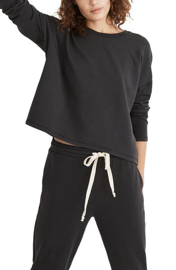 Madewell Mwl Superbrushed Easygoing Sweatshirt In Black