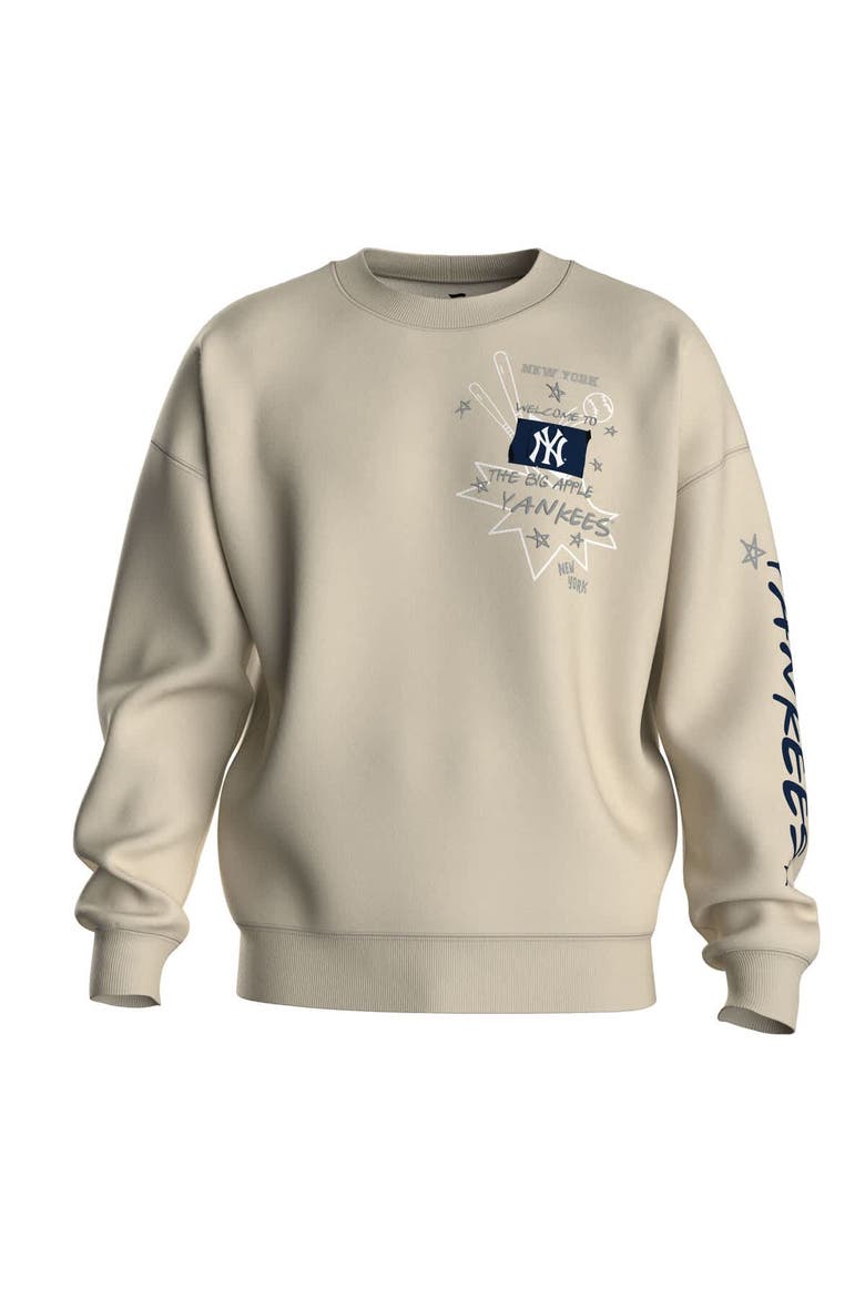 Women's Fanatics  Beige New York Yankees Graffiti Fleece Sweatshirt, Alternate, color, Beige