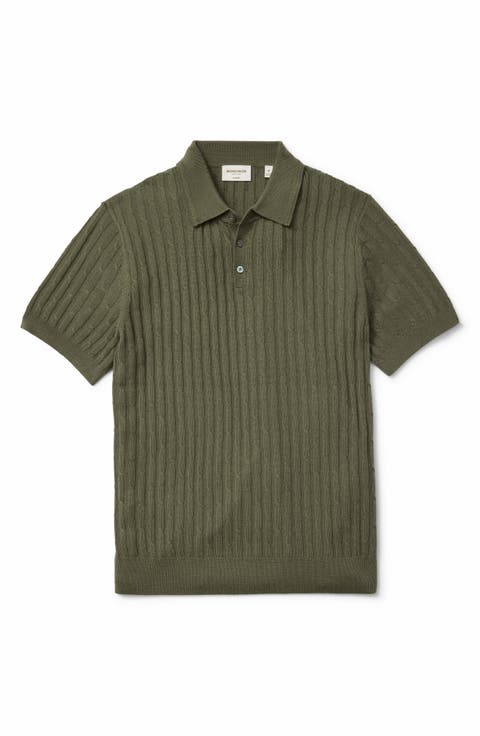 Hudson Merino Wool Cable Knit Sweater Polo