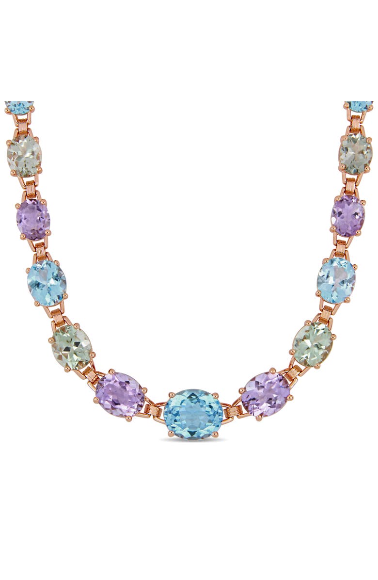 Julianna B. Gemstone Link Necklace Rose-Plated Silver, Main, color, Rose-Plated Silver