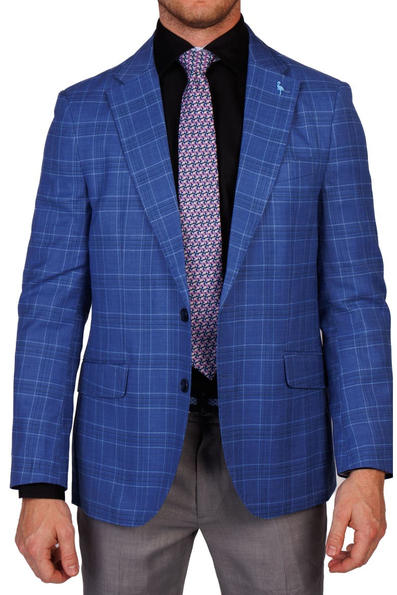 Modern Fit Textured Shadow Plaid Sport Coat, Main, color, NAVY