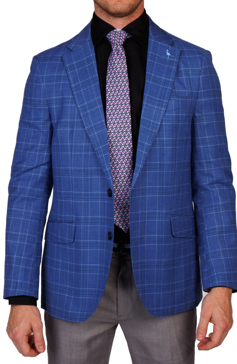TailorByrd Modern Fit Textured Shadow Plaid Sport Coat, Main, color, Navy