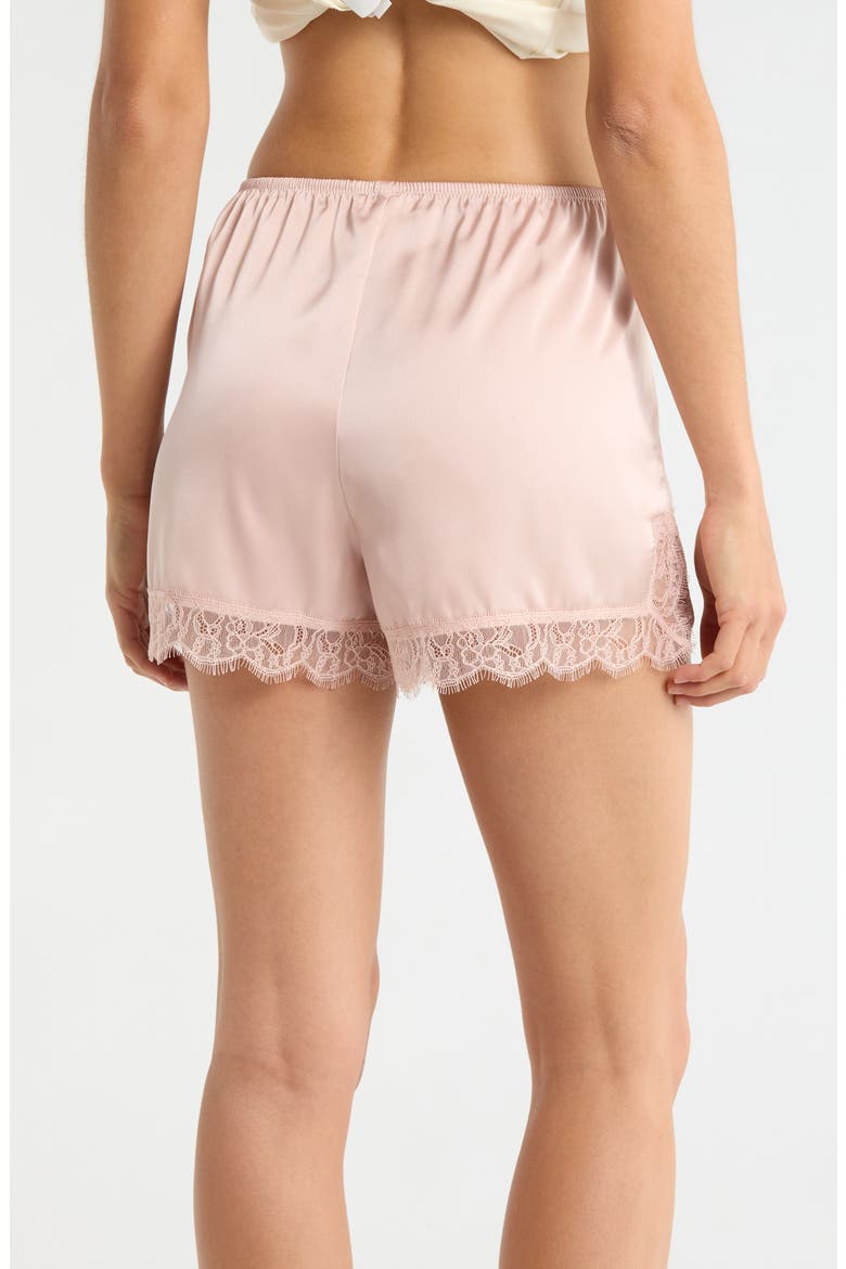Scalloped Lace Trim Satin Tap Shorts, Alternate, color, PINK SEPIA
