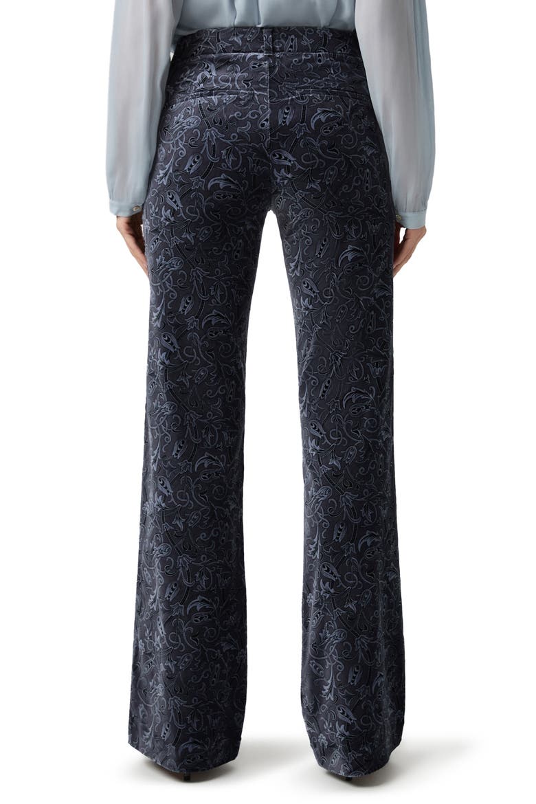 Leenah Wide Leg Stretch Velvet Trousers, Alternate, color, NAVY MULTI
