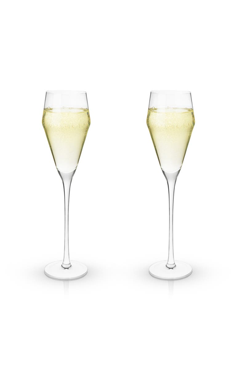 Viski Raye Crystal Angled Prosecco Glasses Set of 2, Alternate, color, Clear