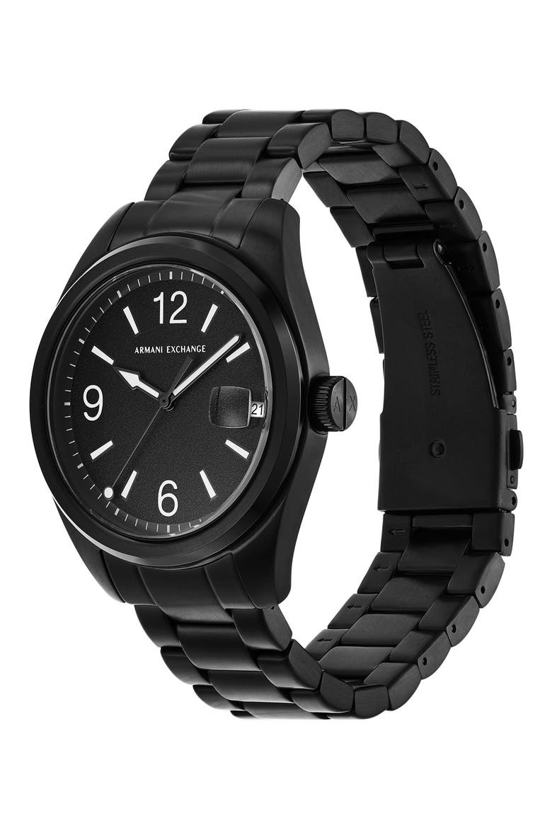 Three Hand Bracelet Watch, 42mm, Alternate, color, BLACK