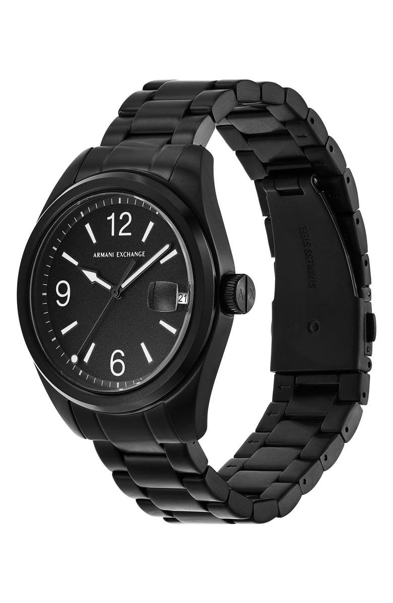 AX Armani Exchange Three Hand Bracelet Watch, 42mm, Alternate, color, Black
