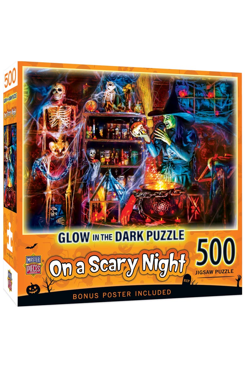 On a Scary Night 500 Piece Glow Puzzle, Main, color, Multicolor