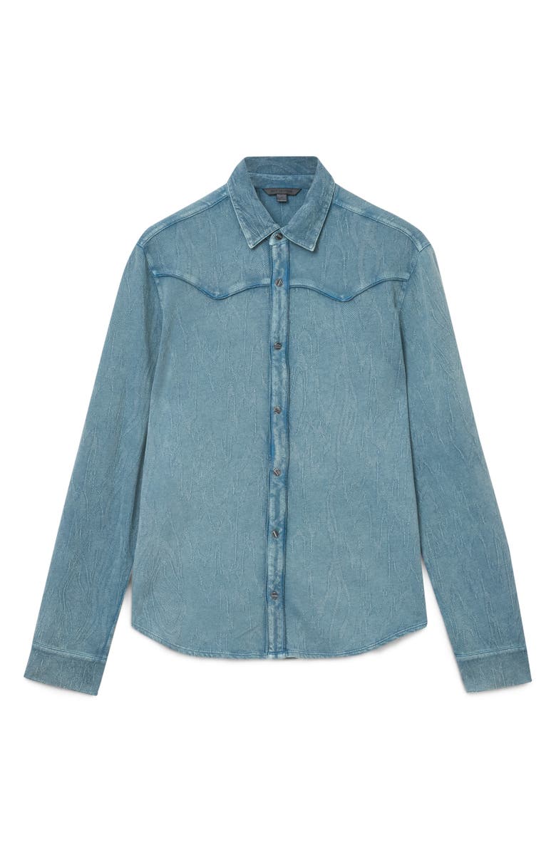 John Varvatos Miner Jacquard Snap-Up Western Shirt, Alternate, color, Denim Heather