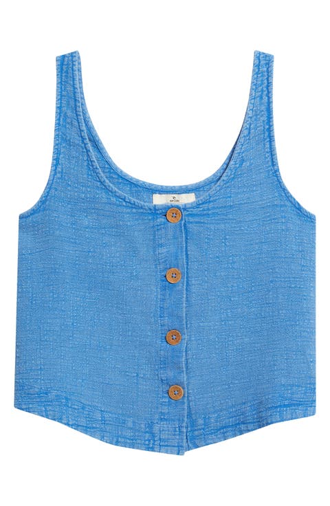 Classic Surf Cotton Crop Button-Up Tank