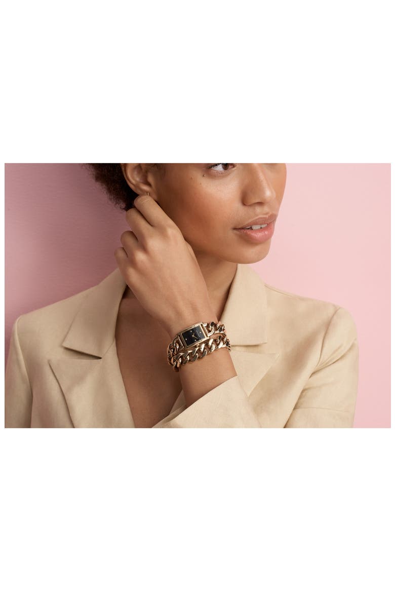 Moment Chain Wrap Bracelet Watch, 19mm x 30mm, Alternate, color, GOLD/ BLACK/ GOLD