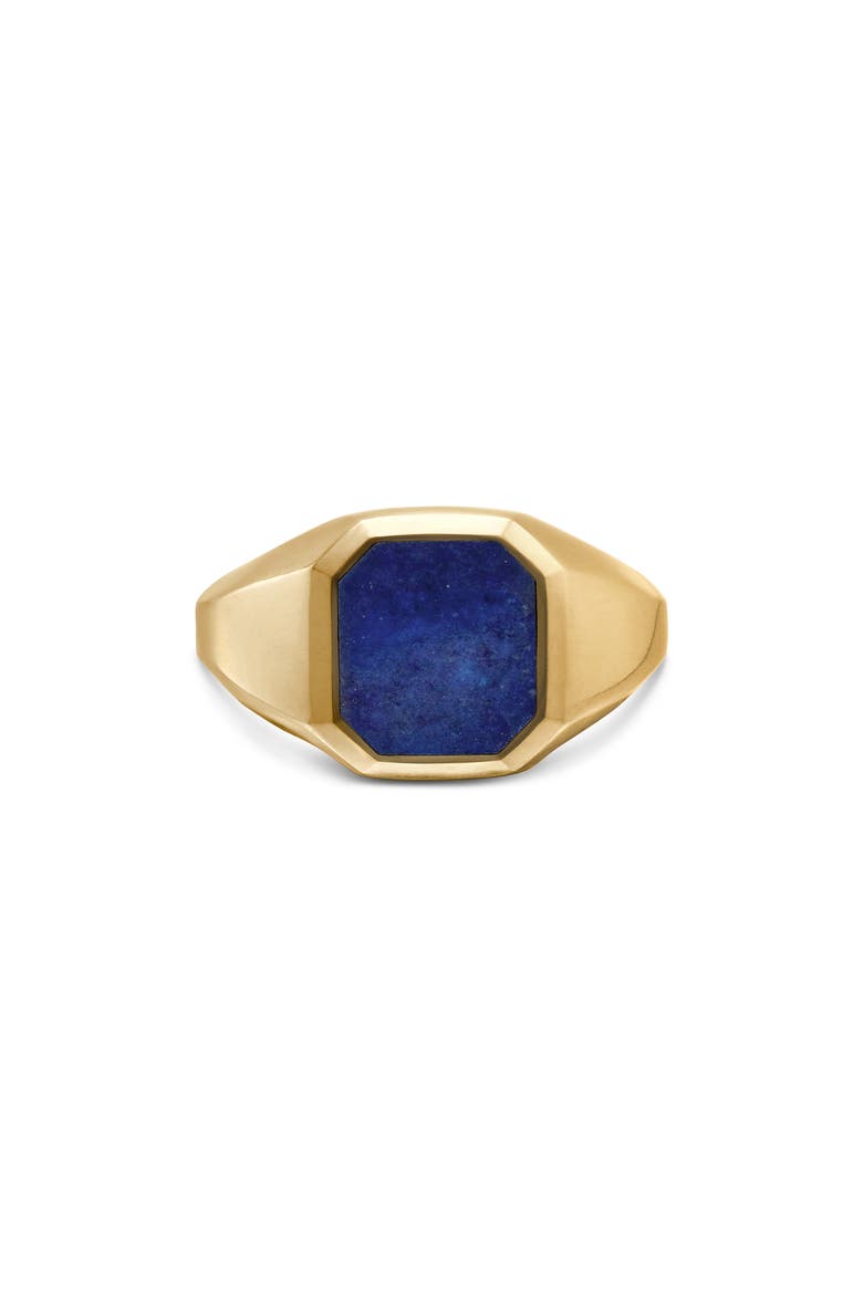 Men's Streamline Signet Ring, Main, color, 18K YELLOW GOLD/ BLUE LAPIS