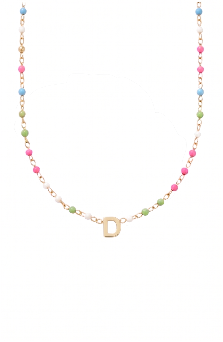 CUFFED BY NANO custom initial dainty colorful enamel 14k gold filled necklace, Main, color, Gold H