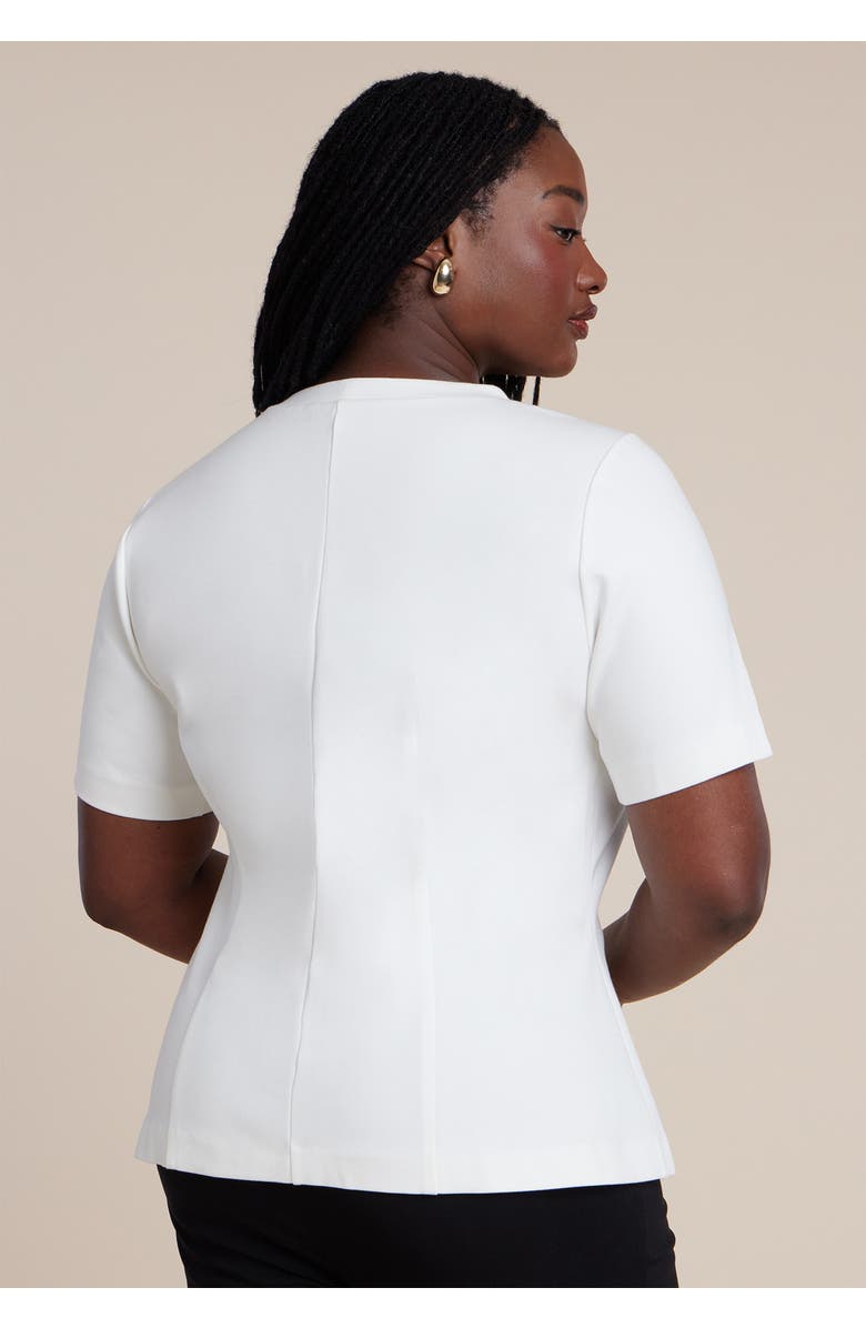 ELOQUII Seamed Flared Top, Alternate, color, Jet Stream