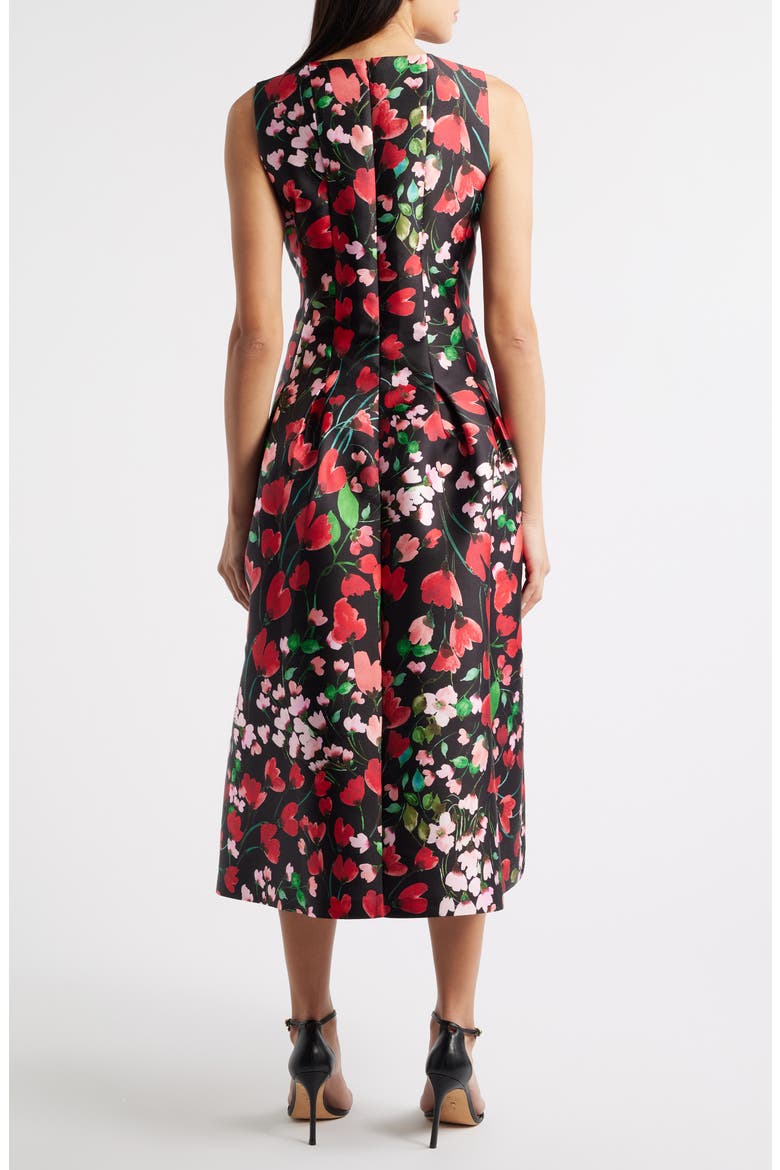 Floral Midi Dress, Alternate, color, BLACK MULTI