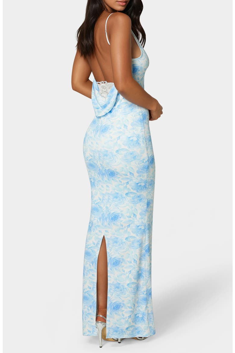 Backless Maxi Dress, Alternate, color, BLUE FLORAL