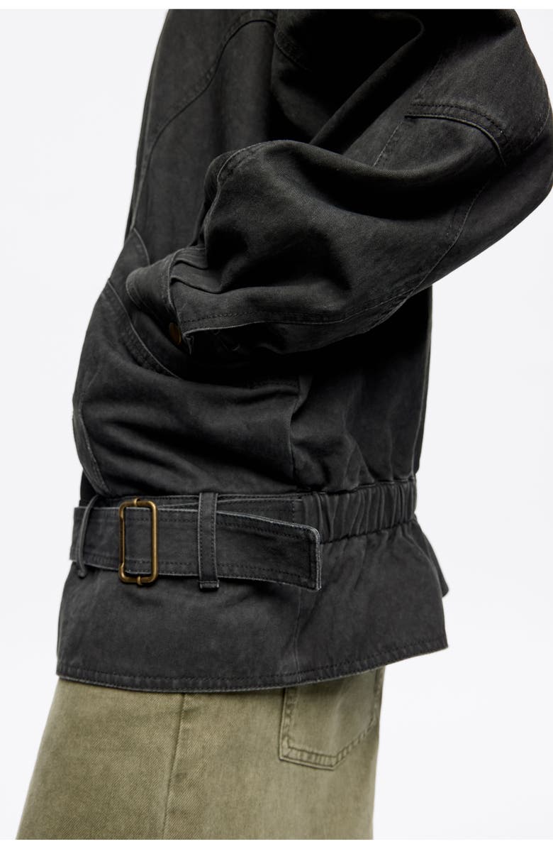 Bimba y Lola Double-Breasted Jacket With Detachable Fur, Alternate, color, Dark Grey