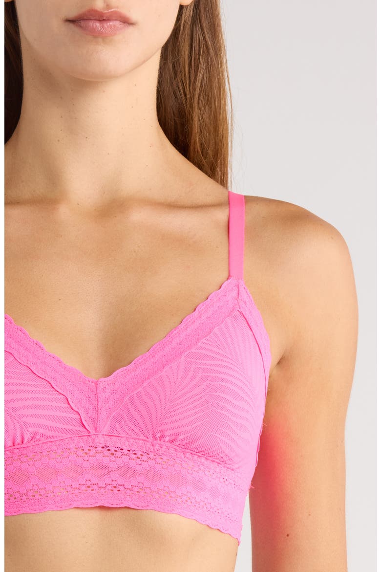 Allover Lace V-Neck Bralette, Alternate, color, KNOCKOUT PINK