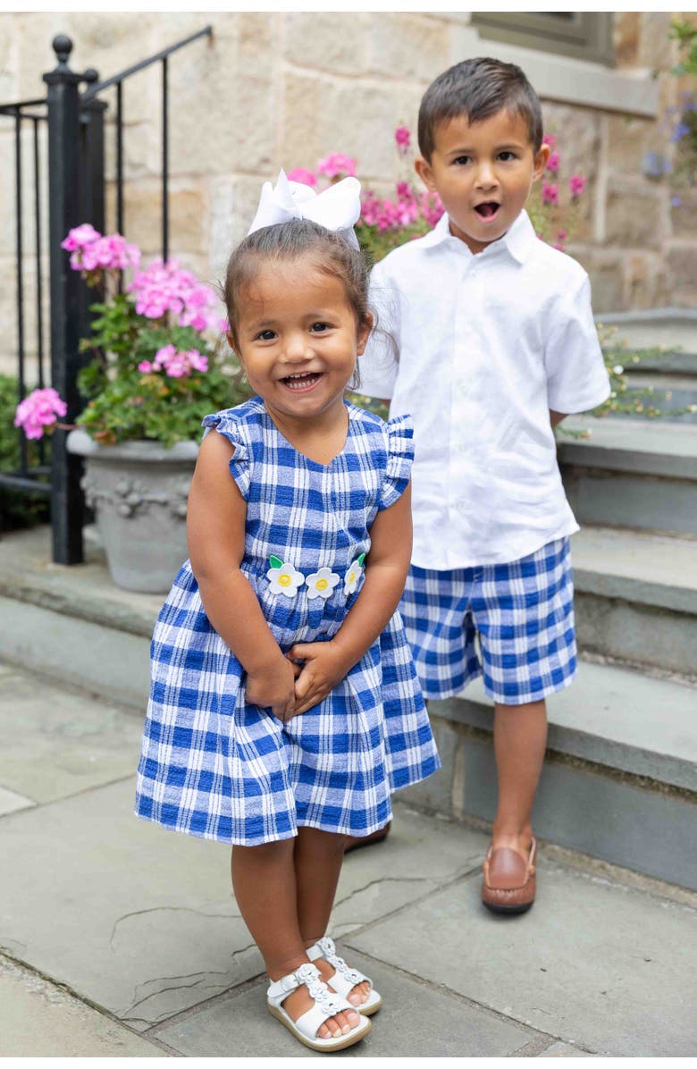 Florence Eiseman Plaid Seersucker Short, Alternate, color, Blue / White