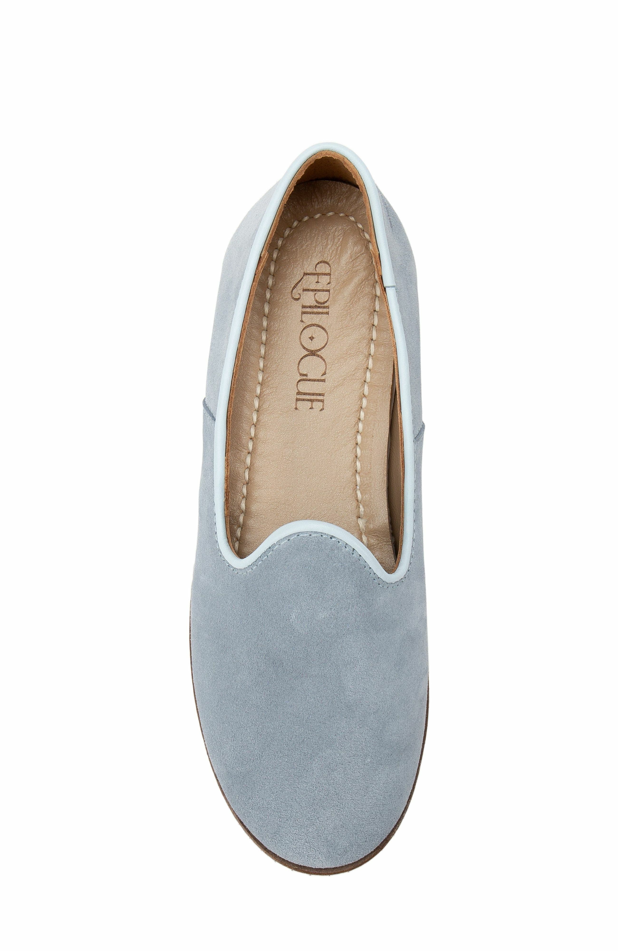 Istanbul Suede Leather Slip On Flats, Alternate, color, Dusty Blue Suede Leather