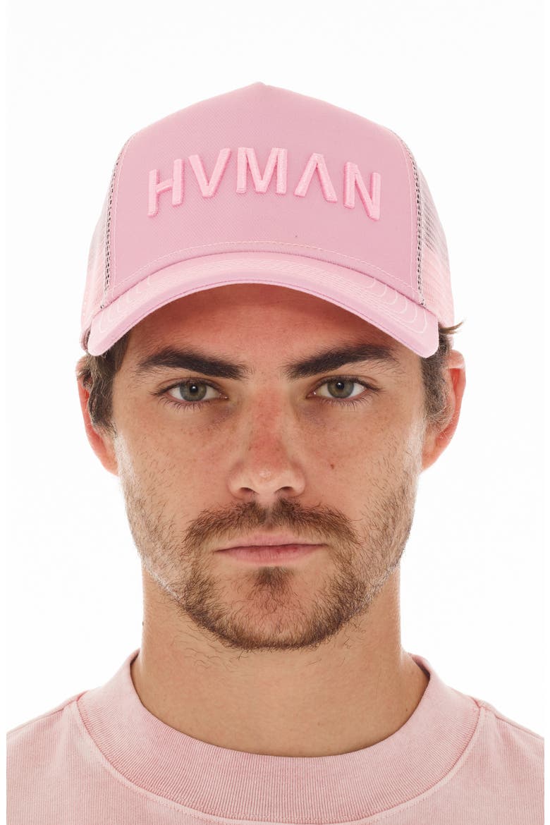 Logo Mesh Trucker Hat, Main, color, CORAL