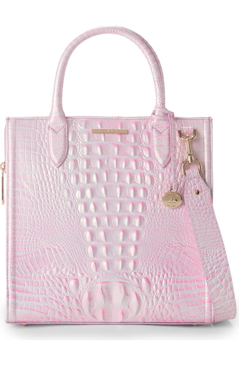 Brahmin Caroline Croc Embossed Leather Satchel, Alternate, color,