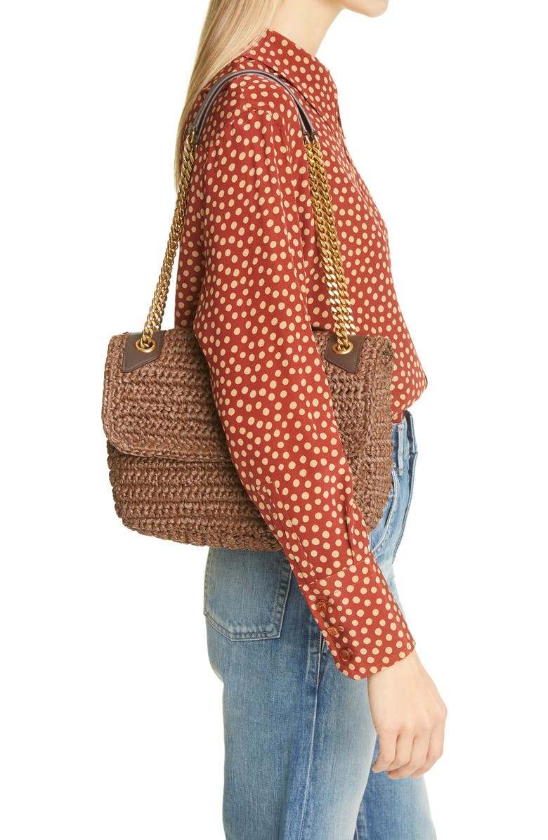 Saint Laurent Medium Niki Raffia Shoulder Bag, Alternate, color,
