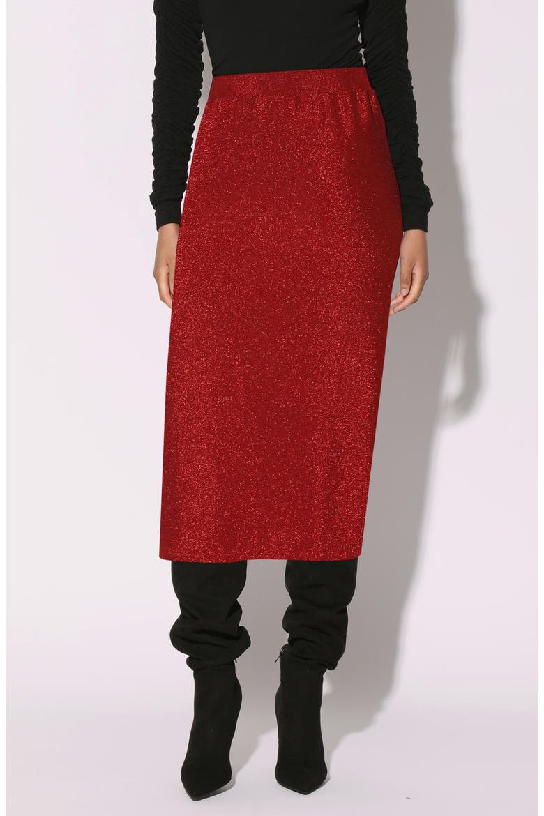Erica Metallic Midi Skirt, Main, color, SHIMMER RED