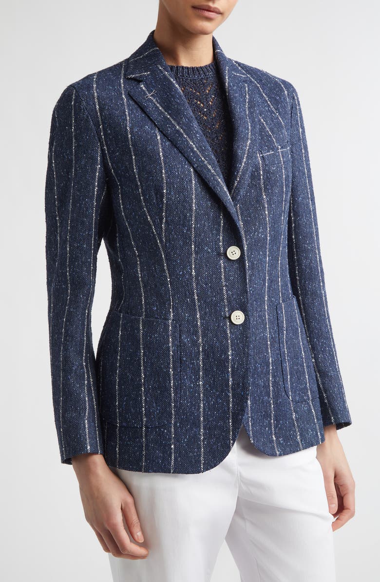 Eleventy Stripe Slubby Linen Blend Jacket, Alternate, color, 11 Blue