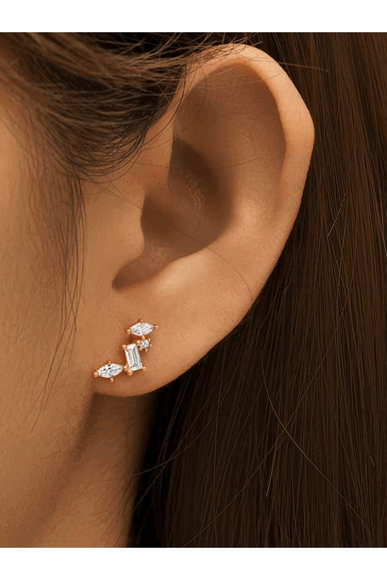 Celestial Cluster Earrings with AAAAA Cubic Zirconia, Alternate, color, Gold