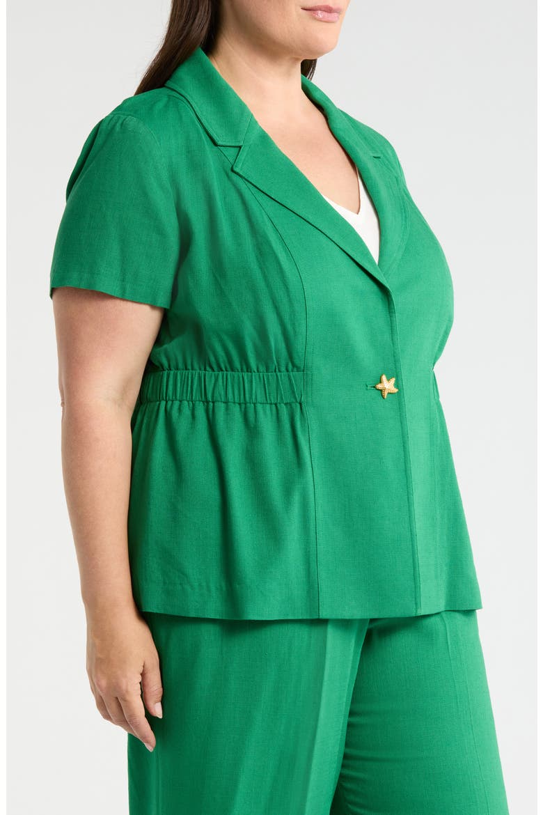 Short Sleeve Linen Jacket, Alternate, color, PARAKEET GREEN