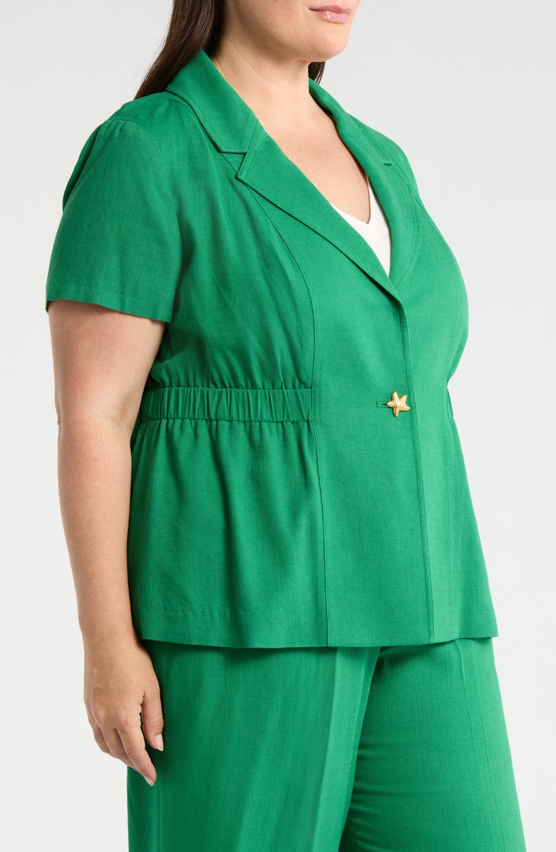 Tahari ASL Short Sleeve Linen Jacket, Alternate, color, Parakeet Green