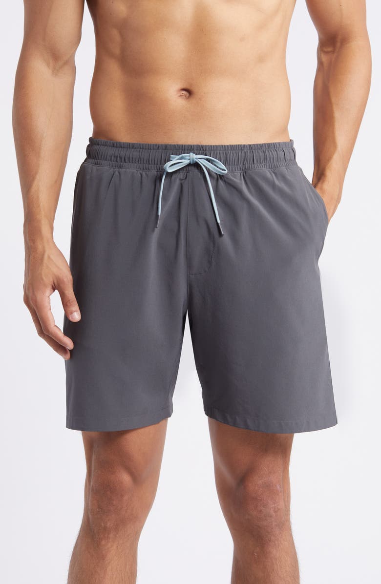 Faherty Shorelite Performance Swim Trunks, Alternate, color, Cowry Gray