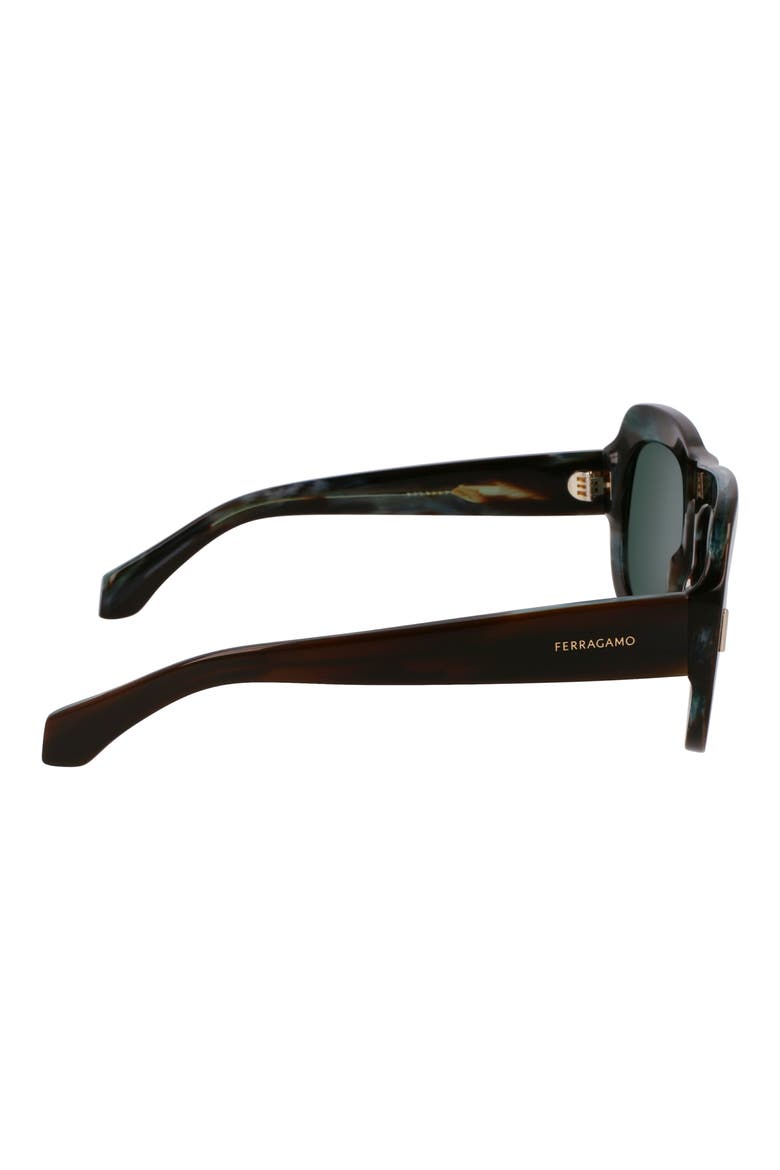 Rivets 57mm Aviator Sunglasses, Alternate, color, STRIPED BROWN GREEN