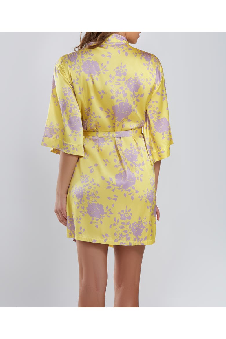Floral Printed Satin Robe, Alternate, color, Yellow-Purple