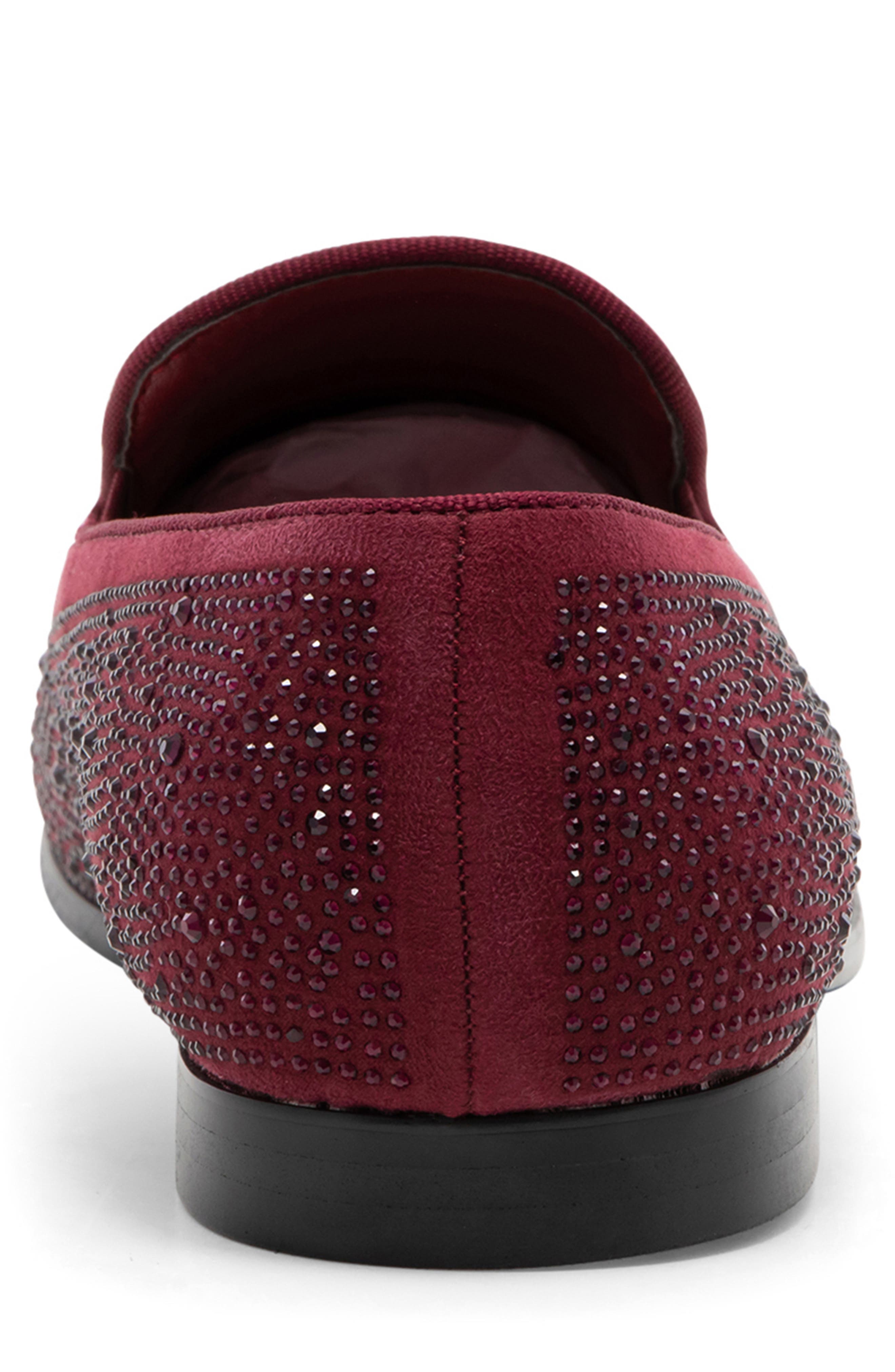 Lavish Studded Smoking Slipper, Alternate, color, BURGUNDY