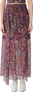 maje Jehane Floral Silk Maxi Skirt