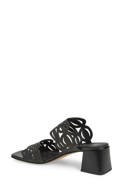 2 Twin Hearts Laser Cutout Slide Sandal In Black